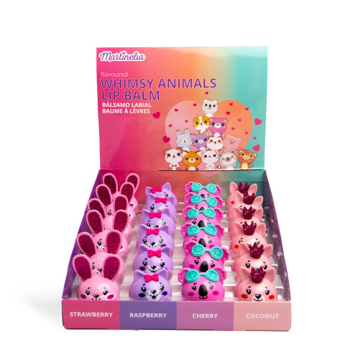 Nawilżający balsam do ust dla dzieci owocowy Whimsy Animals Martinelia 4 g