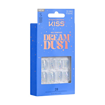 Sztuczne paznokcie z drobinkami holo FD04C Gel Fantasy Dreamdust Kiss 28szt