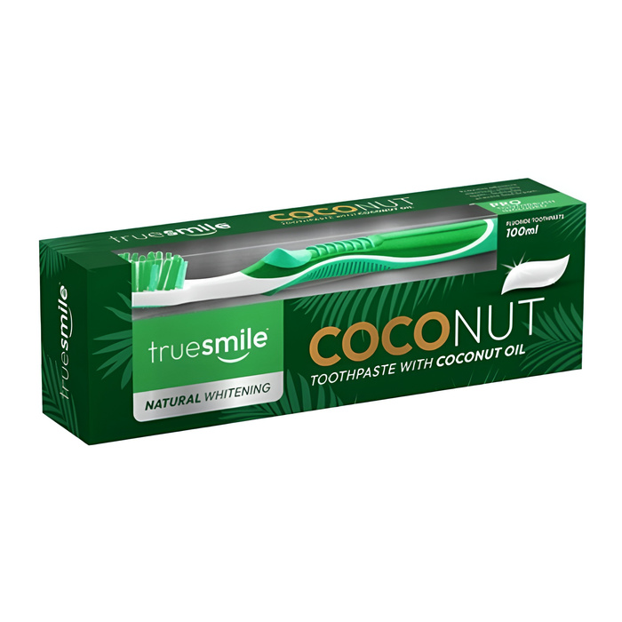 Pasta do zębów z fluorem i olejem kokosowym + szczoteczka Truesmile 100 ml