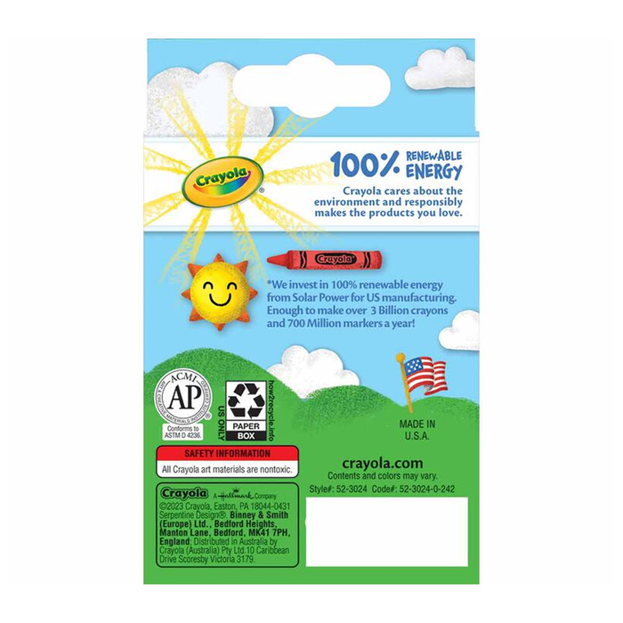 Kredki świecowe dla dzieci nietoksyczne eko Solar Power Crayola 24 kolory