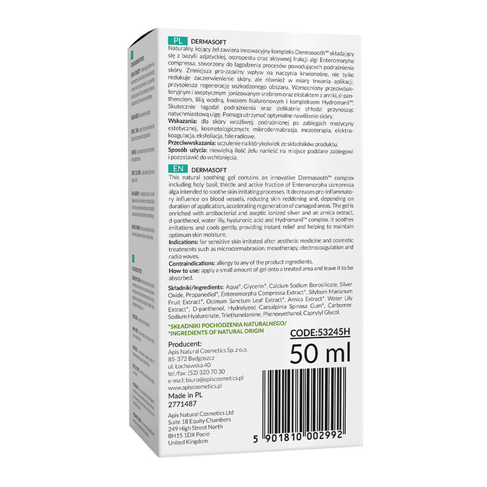 Żel łagodzący podrażnienia po zabiegach skóra wrażliwa DERMASOFT Apis 50 ml