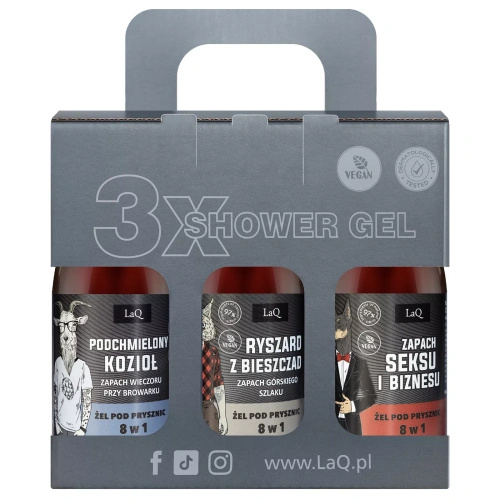Zestaw prezentowy dla mężczyzn mini żele i szampony Czyściopak LaQ 6x 100ml