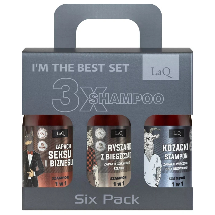 Zestaw prezentowy dla mężczyzn mini żele i szampony Czyściopak LaQ 6x 100ml