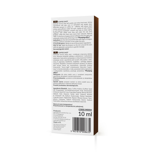 Biorewitalizujące serum pod oczy z kwasem kawowym COFFEE SHOT Apis 10 ml