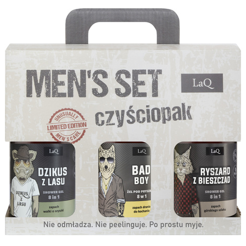 Zestaw męski 3x żel pod prysznic 8w1 LAQ Czyściopak limited edition 1szt.