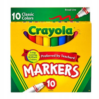 Markery z szeroką końcówką kolorowe szkolne Markers Crayola 10 kolorów