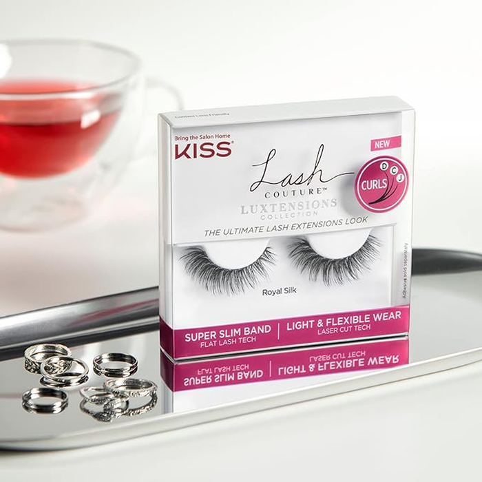 Sztuczne rzęsy Royal Silk + klej Luxtensions KLCL02C KISS 3-pak