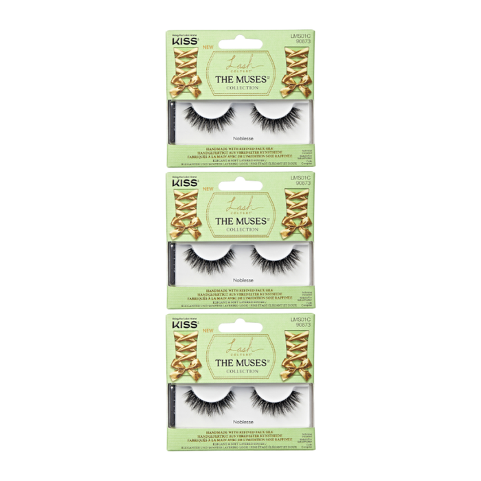 Sztuczne rzęsy na pasku + klej Muses Collection Noblesse LMS01C Kiss 3-pak