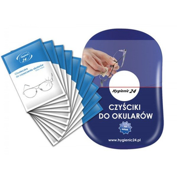 Zestaw 10 chusteczek do czyszczenia okularów w małym etui Hygienic 1 sztuka