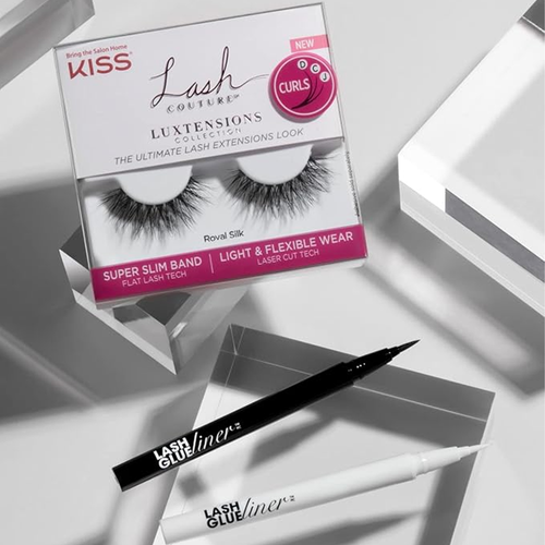 Sztuczne rzęsy Royal Silk + klej Luxtensions KLCL02C KISS 3-pak