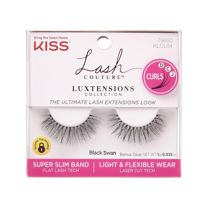 Sztuczne rzęsy na pasku KISS Lash Couture Luxtensions Black Swan + klej 1g
