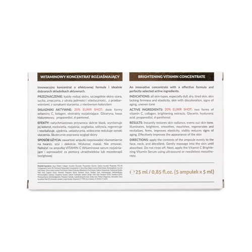 Rozjaśniający koncentrat do twarzy z kolagenem VITAMIN C Farmona 5x 5ml