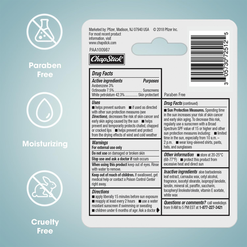 Pomadka nawilżająca do ust ChapStick Moisturizer SPF 15 ochronna wit. E 4 g