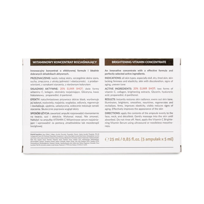 Rozjaśniający koncentrat do twarzy z kolagenem VITAMIN C Farmona 5x 5ml