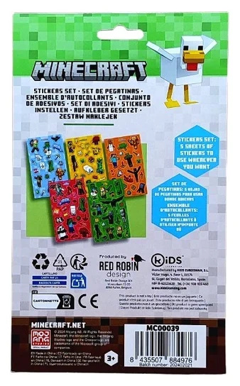 Zestaw naklejek dla dzieci Minecraft Mojang Studios Kids Euroswan 100 sztuk