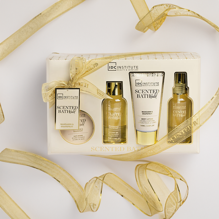 Zestaw kosmetyków do pielęgnacji ciała + mgiełka Scented Bath GOLD IDC 1szt