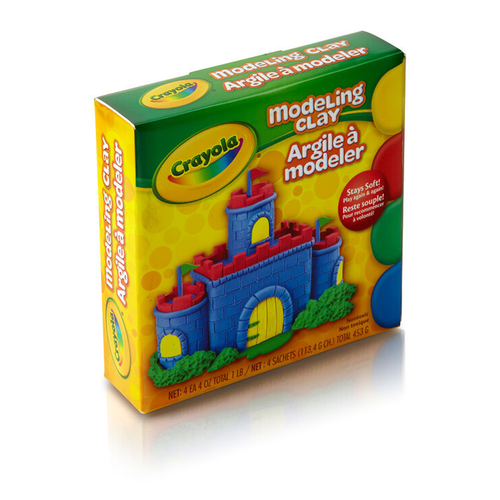 Modelina miękka nieutwardzalna masa plastyczna Clay Crayola 4 kolory 453 g