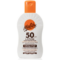 Mleczko ochronne SPF 50 wodoodporne z wit. E i aloesem UVA UVB Malibu 200ml