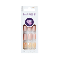 Sztuczne paznokcie S kwadratowe + klej Beż/Brokat KIM016 Kiss 30szt