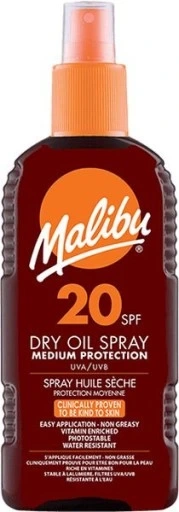Spray ochronny do opalania szybkoschnący SPF 20 witaminy wegan Malibu 200ml