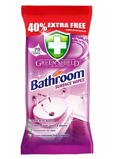 Chusteczki czyszczące antybakteryjne Green Shield Bathroom łazienka 70 szt.