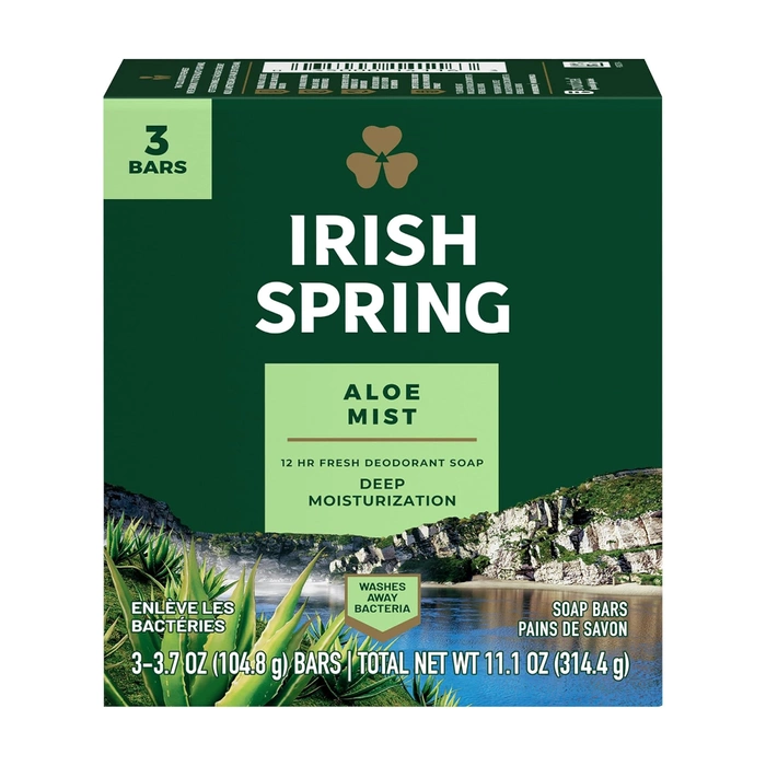 Mydło w kostce Irish Spring Aloes Mist z USA 105,8 g x 3 szt