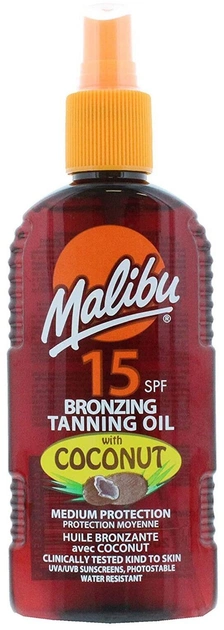 Olejek do opalania wodoodborny kokosowy SPF 15 Malibu średnia ochrona 200ml