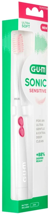 Szczoteczka soniczna do zębów biało różowa Sensitive Sunstar GUM 1 sztuka