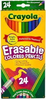 CRAYOLA ERASABLE kredki z gumką 24 kolory