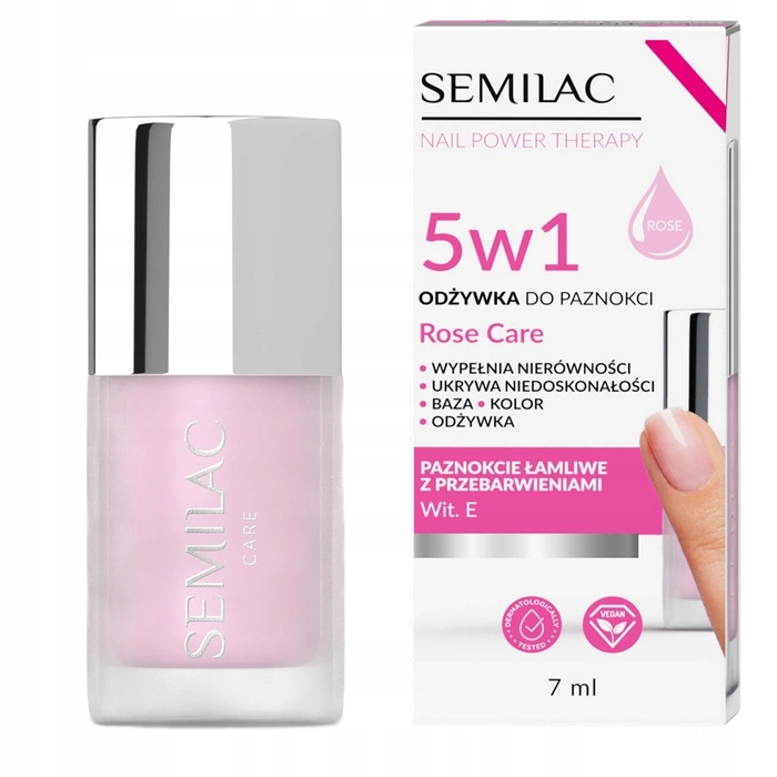 Wygładzająca odżywka do paznokci Semilac Rose Care Power Therapy 5w1 7ml