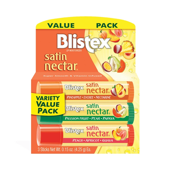 Pomadki nawilżające 3-pak Blistex Satin Nectar owoce tropikalne 3x4,25 g