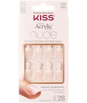 Naturalne sztuczne paznokcie manicure + klej Nude Nails KAN01 Kiss 28 szt