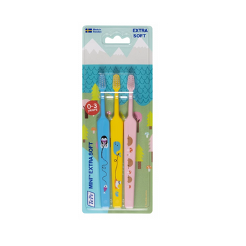 Miękkie szczoteczki do zębów dla dzieci 0-3 Mini X-Soft TePe 3-pak