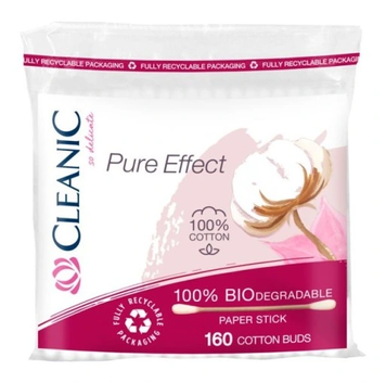 Patyczki higieniczne kosmetyczne do uszu bawełna Pure Effect Cleanic 160szt
