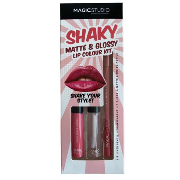 MAGIC STUDIO SHAKY KIT Zestaw do makijażu ust Konturówka + cień + błyszczyk