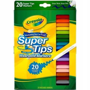 Markery kolorowe zmywalne Crayola  Supertips 20 kol