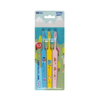 Miękkie szczoteczki do zębów dla dzieci 0-3 Mini X-Soft TePe 3-pak