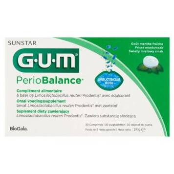 Miętowe tabletki do ssania czyszczenie zębów GUM PerioBalance Sunstar 30szt