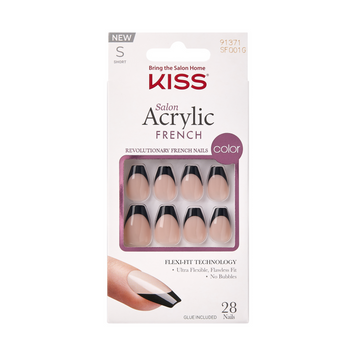 Sztuczne paznokcie czarny french SF001 Salon Acrylic French Kiss 28 sztuk