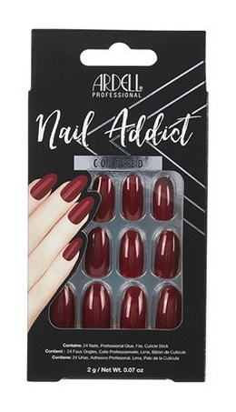 Sztuczne paznokcie migdałki długie wine + klej Manicure Ardell 28 szt